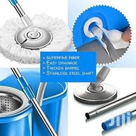 Spin Mop – Easy Spin Magical Mop Set [steel Bucket] – 360 Degree Microfiber Mop Head Home Clean Tools Microfiber(steel Bucket)